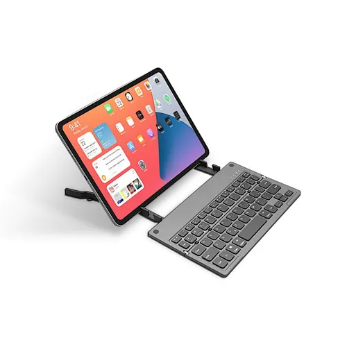 Untra-Slim Harmonica Folding Keyboard TWO-fold Foldable Keyboard with Phone/Tablet Stand, BT-036H